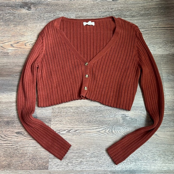 La Hearts Sweaters - LA Hearts Rust V-Neck Button-Up Women's Sweater